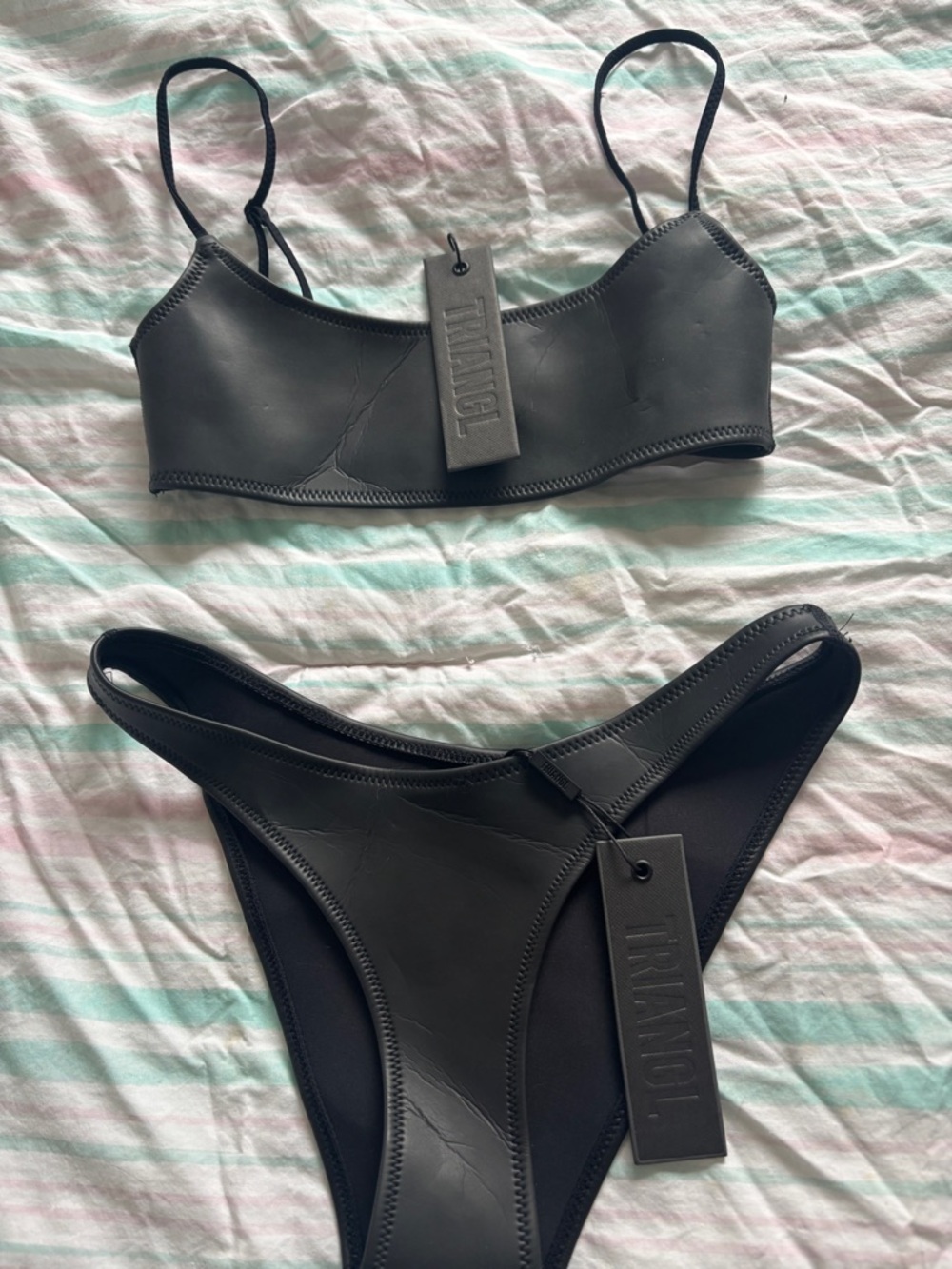 BRAND NEW triangl swimwear Black Neoprene Bikini size XXS